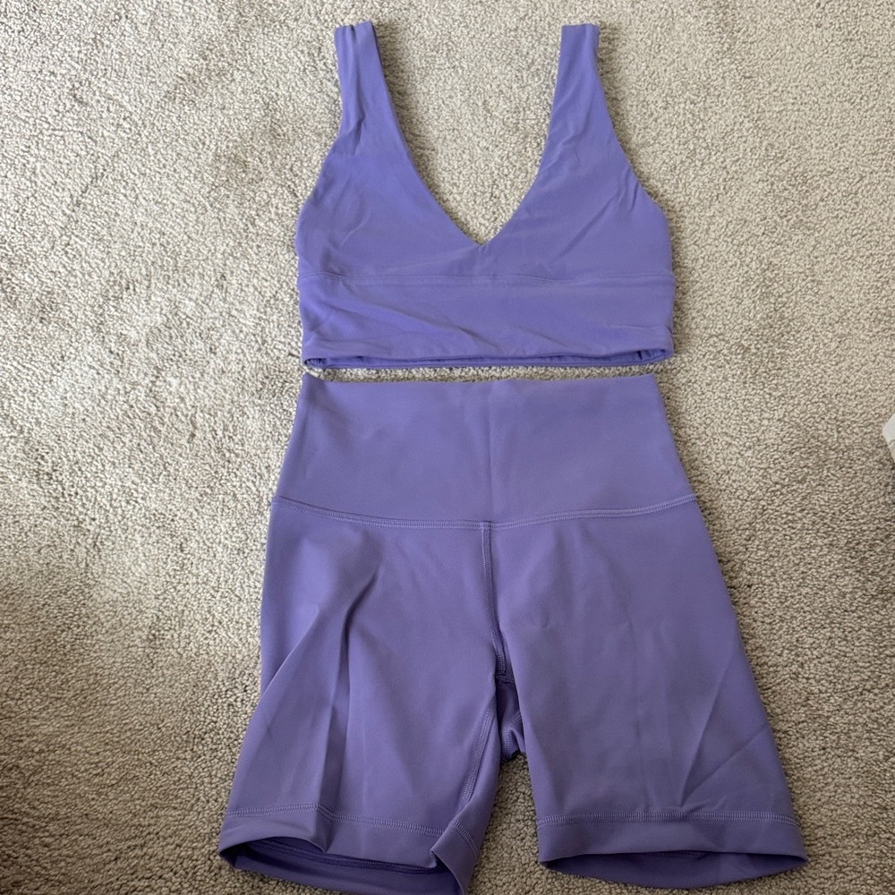Lululemon Purple Align Bra and Biker Short Set